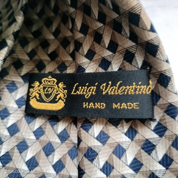 Luigi Valentino Men's Necktie Geometric Weave Patterned Tie Classic Luxury - Picture 3 of 9